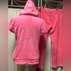 Juicy Couture Terry Tennis Pants 34 x 30 Tennis Zip Up Hoodie Tracksuit